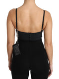 Top bustier corto in tulle corto senza maniche corsetto nero-D&G-IT42-M