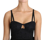 Top bustier corto in tulle corto senza maniche corsetto nero-D&G-IT42-M