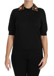 T-Shirt con collo in cristallo di cashmere nero - D&G - IT40-S