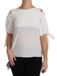 Top blusa con spalle scoperte in seta bianca solida - D&G - IT40-M