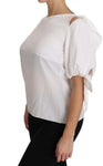 Top blusa con spalle scoperte in seta bianca solida - D&G - IT40-M