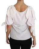 Top blusa con spalle scoperte in seta bianca solida - D&G - IT40-M