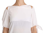 Top blusa con spalle scoperte in seta bianca solida - D&G - IT40-M