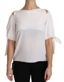 Top blusa con spalle scoperte in seta bianca solida - D&G - IT40-M