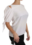 Top blusa con spalle scoperte in seta bianca solida - D&G - IT40-M