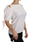 Top blusa con spalle scoperte in seta bianca solida - D&G - IT40-M