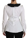 Top a manica lunga in cotone con collo bianco-Dolce & Gabbana-IT36-XS