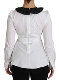 Top a manica lunga in cotone con collo bianco-Dolce & Gabbana-IT36-XS