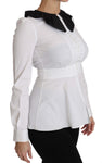 Top a manica lunga in cotone con collo bianco-Dolce & Gabbana-IT36-XS