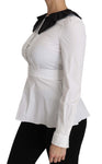 Top a manica lunga in cotone con collo bianco-Dolce & Gabbana-IT36-XS