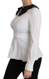 Top a manica lunga in cotone con collo bianco-Dolce & Gabbana-IT36-XS