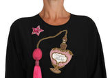 T-shirt in camicetta di cristallo con top fiaba di seta nera-D&G-IT42-M