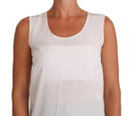 Top t-shirt senza maniche in camicetta a trapezio in seta bianca-D&G-IT48-XL