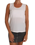 Top t-shirt senza maniche a trapezio in seta bianca - D&G - IT44-L