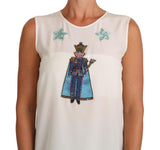 T-Shirt Fairy con paillettes in cristallo di seta bianca - D&G - IT44-L