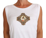 T-shirt con top a croce religiosa in cristallo bianco - D&G - IT50-XXL