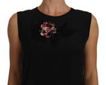 T-Shirt Top floreale in seta nera Camicetta - Dolce & Gabbana - IT42-M