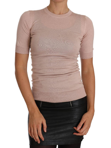 Top a maniche corte in cashmere rosa - Dolce & Gabbana - IT36-XS