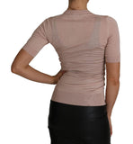 Top a maniche corte in cashmere rosa - Dolce & Gabbana - IT36-XS