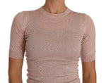 Top a maniche corte in cashmere rosa - Dolce & Gabbana - IT36-XS