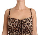 Abito aderente a tubino in seta leopardato marrone - D&G - IT48-XL