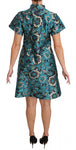 Abito svasato in cristallo jacquard floreale blu - D&G - IT44-L