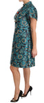 Abito svasato in cristallo jacquard floreale blu - D&G - IT44-L