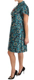 Abito svasato in cristallo jacquard floreale blu - D&G - IT44-L