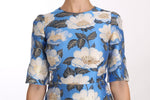 Abito svasato in cristallo jacquard floreale blu - D&G - IT40-S