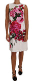 Abito a trapezio a trapezio con stampa peonia bianca rosa-D&G-IT36-XS