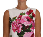 Abito a trapezio a trapezio con stampa peonia bianca rosa-D&G-IT36-XS