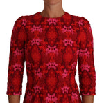 Abito tubino rosa rosso in pizzo all'uncinetto floreale - D&G - IT40-S