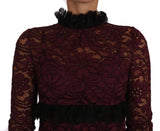 Abito con colletto finto abito bordeaux in pizzo floreale nero-D&G-IT46-XL