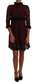 Abito con colletto finto abito bordeaux in pizzo floreale nero-D&G-IT36-XS