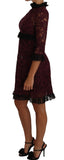 Abito con colletto finto abito bordeaux in pizzo floreale nero-D&G-IT36-XS