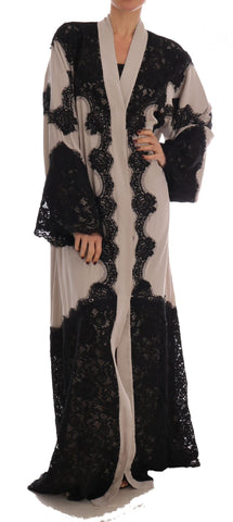 Abito Abaya in caftano ricamo nero beige - Dolce & Gabbana - IT48-XL