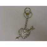 Portachiavi a forma di cuore con freccia con strass