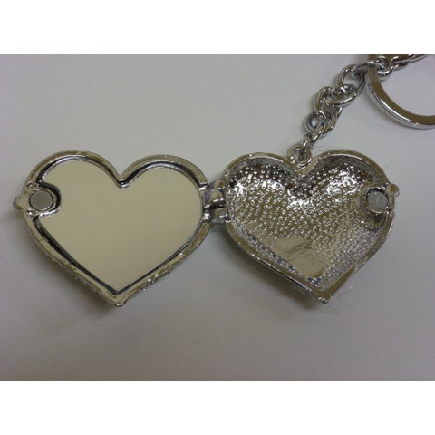 Portachiavi a forma di cuore con strass - Con specchio interno