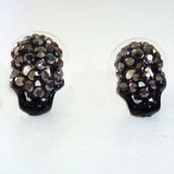 Orecchini Teschio con strass - Colore Nero - Strass Grigi